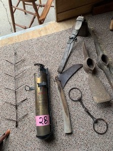 lot 28 image: Cowbell, hatchet, misc