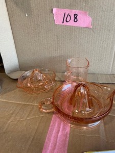 lot 108 image: Pink depression glass