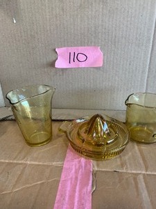 lot 110 image: Amber depression glass misc