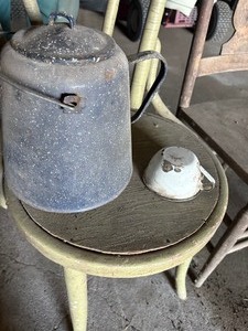 lot 123 image: Enamel Coffee Pot & Cup