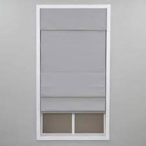 lot 19 image: Perfect Lift Window Treatment Gray Mist Cordless Blackout Energy-Efficient Cotton Roman Shade 53 in. W x 72 in. L    Customer Returns See Pictures