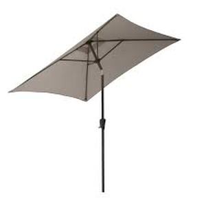 lot 27 image: CorLiving 9 ft. Steel Market Square Tilting Patio Umbrella in Sand Grey  Customer Returns See Pictures