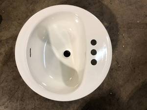 lot 52 image: Bootz Industries Laurel Round Drop-In Bathroom Sink in White Customer Returns See Pictures