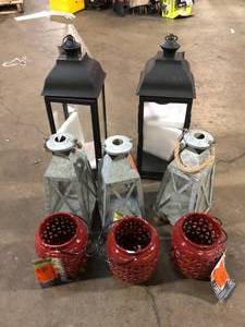 lot 11 image: Lot of Assorted Outdoor Lighting Lanterns and Light Holders Various Models and Conditions Customer Returns See Pictures