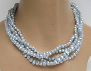 lot 51 image: Unworn Multi-Strand Genuine Pearl Necklace wSterling Clasps