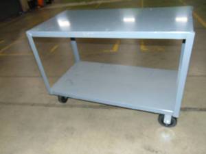 lot 38 image: 48 x 24 x 35 Welded Steel Flat Shelf Cart