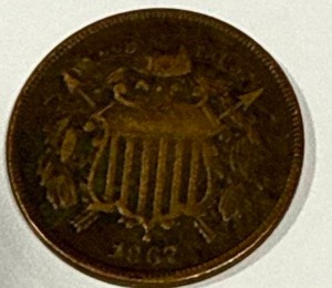 lot 9 image: 1867 2 Cent Piece