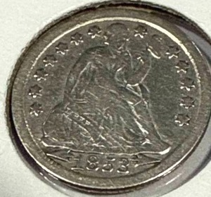 lot 32 image: 1853 Seated Liberty Dime