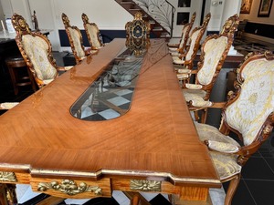 Asnaghi Dining Table with 10 Chairs, Ornate Italian Design