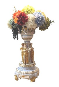 lot 10 image: Large Rococo Style Porcelain Centerpiece Vase with Gilt Musicians