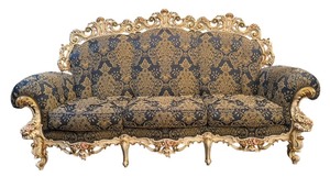 lot 11 image: Asnaghi Baroque Style Sofa with Gold Accents