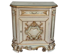 lot 17 image: Asnaghi Hand Painted Ornate Accent Cabinet with Gold Trim and Floral Detail