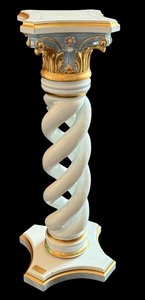 lot 20 image: Asnaghi Ornate Pedestal Stand with Gold Accents, 36 Inch Tall