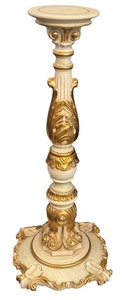 lot 28 image: Ornate Gold and Cream Pedestal Stand, 37.5 Inch Tall