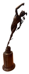 lot 29 image: Bronze Mercury Figural Sculpture on Pedestal Base