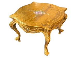 lot 35 image: Vintage French Style Gilt Floral Painted Coffee Table
