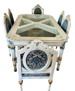 lot 35A image: Asnaghi Italian Hand-Painted Dining Table and 6 Chairs Set  Asnaghi Calendula Collection