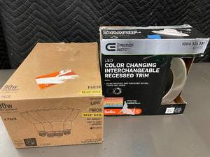 lot 17 image: Commercial Electric LED Recessed Trim and 4-Pack PAR38 LED Bulbs