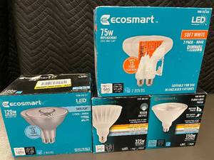 lot 18 image: Ecosmart LED Light Bulb Lot - Assorted PAR38 BR40 Soft White and Daylight Bulbs