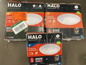 lot 20 image: Lot of 3 Halo Surface Mount LED Downlights 4 inch and 6 inch