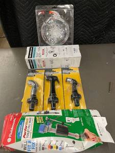 lot 34 image: Plumbing Supply Lot Kitchen Side Sprays, Tub Drain Kit, Toilet Fill Valve, Delta Handle
