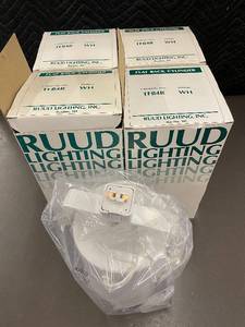 lot 45 image: Lot of 4 Ruud Lighting Flat Back Cylinder Fixtures TFB4R WH White