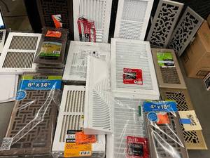 lot 54 image: Collection of Metal and Plastic Floor and Wall Registers Assorted Sizes