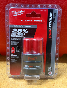 lot 11 image: Milwaukee M12 12V Lithium-Ion CP High Output 2.5 Ah Battery Pack BRAND NEW 48-11-2425 MSRP $79