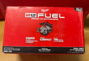 lot 30 image: Milwaukee M12 FUEL 12V Lithium-Ion Brushless 5-38 in. Cordless Circular Saw BRAND NEW 2521-20 MSRP $159