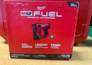 lot 47 image: Milwaukee M12 FUEL 12-Volt Lithium-Ion Brushless Cordless 18-Gauge 1-12 in. Compact Brad Nailer BRAND NEW 2541-20 MSRP $279
