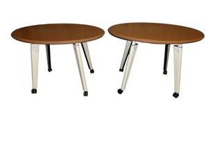 lot 54 image: 2 Herman Miller Passage Tables on Wheels
