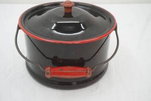 lot 11 image: Enamelware Stockpot (Black with Red Trim)
