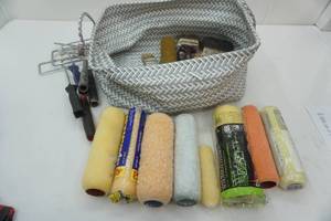 lot 58 image: Grey Basket with Painting Supplies
