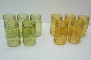 lot 75 image: Quart Canning Jars 10ct (green & yellow)