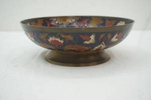 lot 110 image: Vintage Enameled Brass Bowl