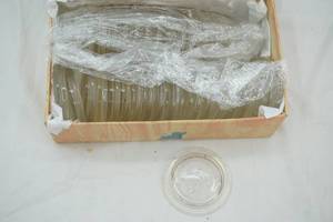 lot 131 image: Vintage Ball #10s Glass Canning Jar Lids (Full Cigar Box)