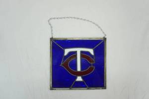lot 160 image: Leaded Stained Glass Twins Baseball Window Decor