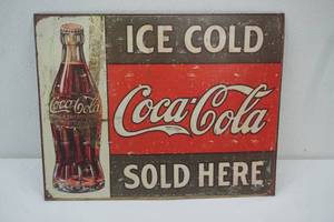 Ice Cold Coca-Cola Sold Here Metal Sign