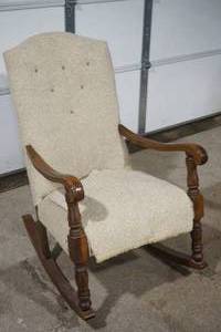 lot 239 image: Vintage Rocking Chair (has been re upholstered)