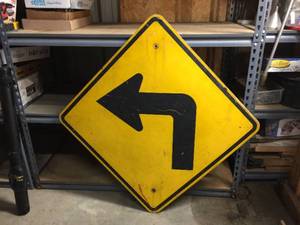 lot 193 image: Large Turn Sign 30 x 30 Aluminum