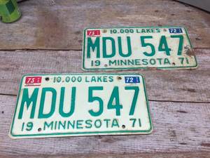 lot 255 image: Pair 1971 Minnesota License Plates
