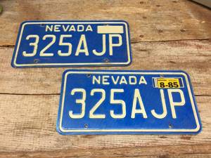 lot 260 image: Pair Vintage Embossed - NEVADA - License Plates