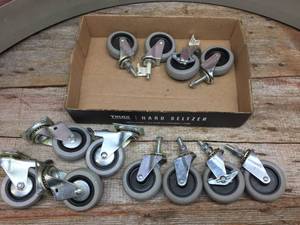 lot 295 image: 3 Sets of 4 Hard Rubber Gray 3 Swivel Casters