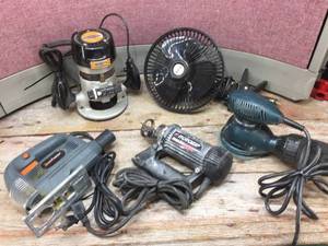 lot 345 image: Rotozip - Commercial Router - Jig Saw - Orbital Sander - Fan