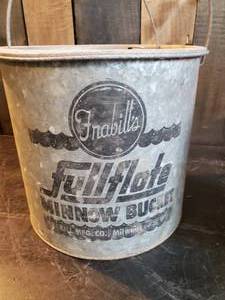 Vintage Minnow Bucket and Mascot Cooler Drink container