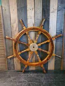 lot 11 image: Large Wooden Ship Wheel New