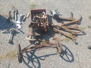 lot 29 image: Rusty Lot of Garden Dcor Nelson Bros Water Pump, Garden Tools, Horse Harnesses and much much more
