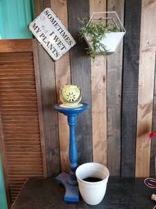 lot 34 image: Home Dcor Lot Plant Stand, Metal Sign, Candle holder and more