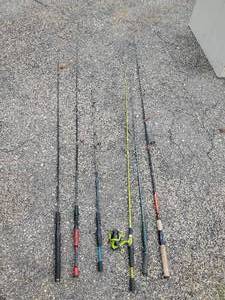 lot 52 image: Fishing Rods one with reel  Ugly Stik, Shakespear, and others