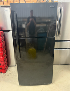 lot 7 image: Frigidaire 30 in. 20 cu. ft. Garage Ready Freestanding Top Freezer Refrigerator in Black, ENERGY STAR - MODEL FFHT2022AB5 - MSRP $879